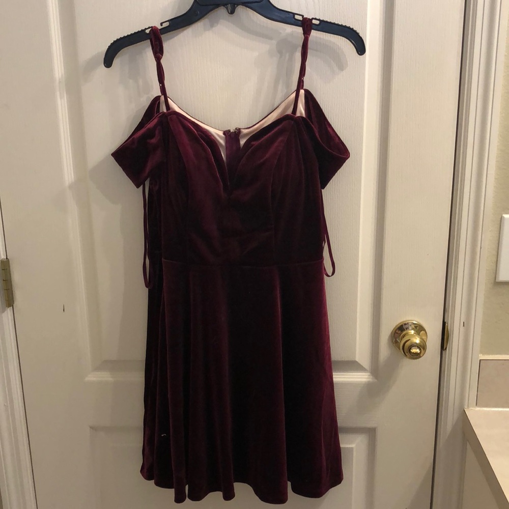 City Studio Burgundy Velvet Party Dress